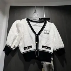 美品LILY BROWN×MARYQuant バイカラーパフニットカーディガン