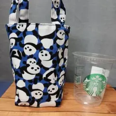パンダ柄　テイクアウトドリンクバッグ