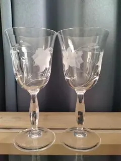 エッチング装飾 ワイングラス 2個セット