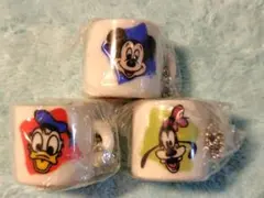 【レトロ】ディズニーミニマグカップキーホルダー　３個セット