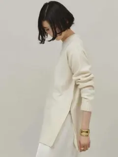 美品カレンソロジーCurensology ウールカシミヤサイドジッププルオーバ