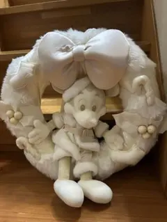 ミッキーぬいぐるみ ホワイト クリスマスリース ディズニーリゾート限定