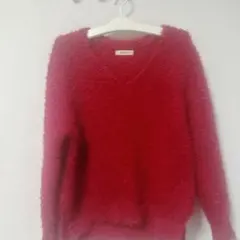 MECDUM 赤 Vネック セーター M