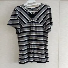 ストライプ Vネック Tシャツ Lサイズ