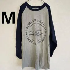 古着 スポーツテック ラグランTシャツ ロンT M グレー ネイビー 紺 春