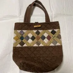 ブラウン パッチワーク トートバッグ
