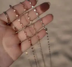 ゴールドシルバー 定番シンプル ペタルチェーン 金アレ正規 サージカルステンレス