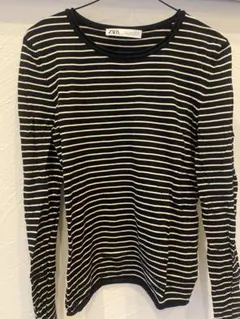 ZARA ストライプ 長袖ニット素材 Lサイズ