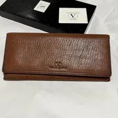 【訳あり】 Valentino Garavani 本革 レザー 長財布 ブラウンのサムネイル