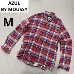 AZUL BY MOUSSY アズール　ネルシャツ　赤　チェック　総柄　麻　秋