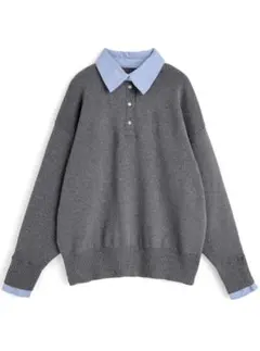 GRL シャツレイヤード風オーバーサイズニットトップス dpk464 グレー