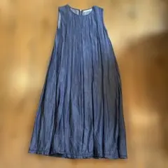 Jena テンセルノースリーブ　デニムワンピース ダークブルー　フリーサイズ
