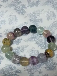 天然石ブレスレット　フローライト12mm 内周16cm