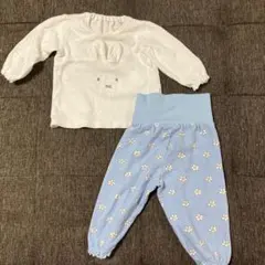 ミッフィー 長袖パジャマ 80 花柄 水色 綿　アカチャンホンポ　ユニクロ