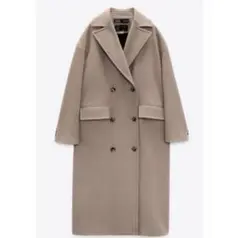 ZARA. ベージュ ダブルブレスト ロングコート