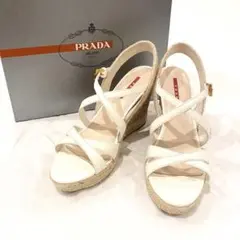 【未使用】PRADA プラダ ウェッジソール サンダル 39 ホワイト
