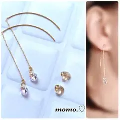スワロフスキー❤︎ゴールドアメリカンピアス