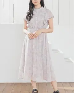 大人気♡ ハニーズ　フリル袖ワンピース　花柄　グレー