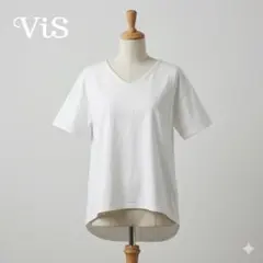 【美品】 VIS ジュン コットンVネック　バックデザイン テールカットデザイン