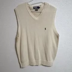 ポロラルフローレン ロゴ コットン ベスト Lサイズ ニット メンズ