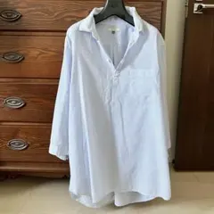 美品　AIGLE コットン　ボーダー　スキッパーシャツ XL 大きいサイズ