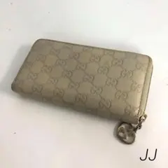 GUCCI グッチ グッチシマ ホワイトプリント ハート ジッピーウォレット
