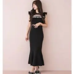 タグ付き新品未使用♥ ドルチェリーチェ ドットチュールフリルニットワンピース