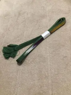 クリスマスコーデ第二弾②帯締め　深緑色カラフル　平織