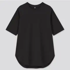 UNIQLO スムースコットンラウンドヘムロングT ブラック