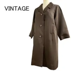 美品★コート　ロングジャケット　M相当　美シルエット　3つボタン　茶
