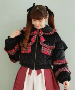 【axes femme kawaii】フリルキルティングブルゾン