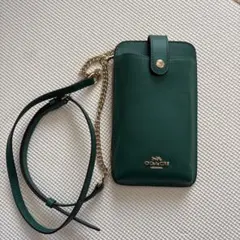 COACH スマホショルダーバッグ グリーン