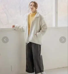 studio CLIP 異素材切替ボアブルゾン　ボアアウターホワイト