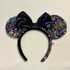 【ミニーちゃんカチューシャ】ディズニー　カラフルスパンコール