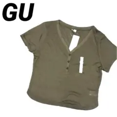 【新品】GU ソフトシアー ヘンリーネック Tシャツ Lサイズ 半袖