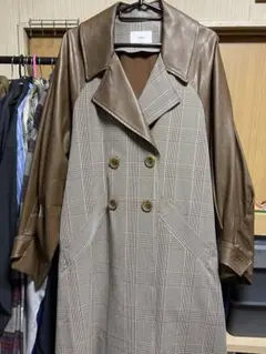 MURUA ブラウン チェック柄 トレンチコート