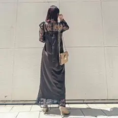 ラグナムーン オケージョン ドレス レース サテン キャミワンピ 2WAY S