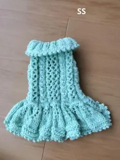 ミントグリーン フリル付きニットドレス