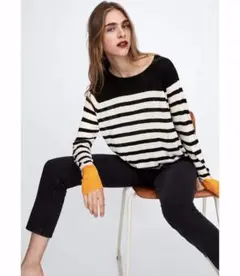 新品☆ZARA ザラ ボーダー柄ニットプルオーバー S