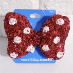 ディズニー　リボン　ヘアゴム　レッド