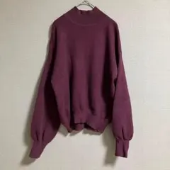 【gu】スウェットライクハイネックセーター　長袖　ニット　シンプル　カジュアル