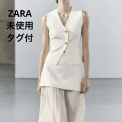 未使用タグ付 ZARA ニットノースリーブベスト 金ボタン　L