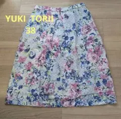ユキトリイ　総レース　フラワープリント　スカート　38　美品のサムネイル