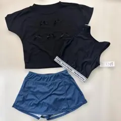 キッズガールズ水着150 シアーTシャツ付き3点セット女の子セパレートタンキニ