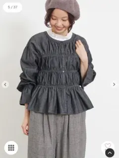 Samansa Mos2 デニム/ツイルシャーリングブラウス