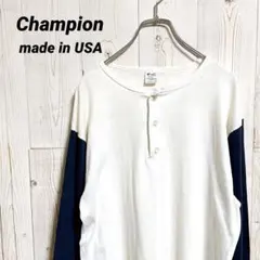 80s Champion USA製 トリコタグ ヘンリーネック ベースボールT