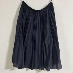 組曲　ネイビー　光沢感　プリーツスカート