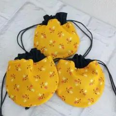 ハンドメイド★ミニ巾着★チューリップ柄★小物入れ★3点セット★お花柄