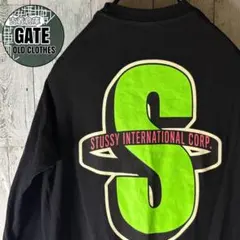 ステューシー stussy 両面デザイン ビッグロゴ ロンt 黒 MEDIUM
