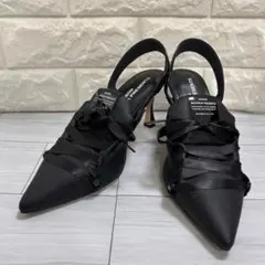 MANOLO BLAHNIK サテンリボンアンクルストラップパンプス38.5 - メルカリ